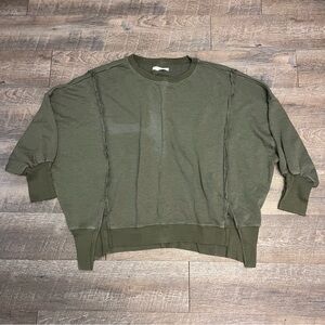 Free People Camden Green Oversized Sweatshirt Small FLAW